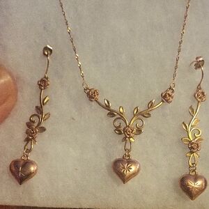 Rose Gold Necklace And Earring Set